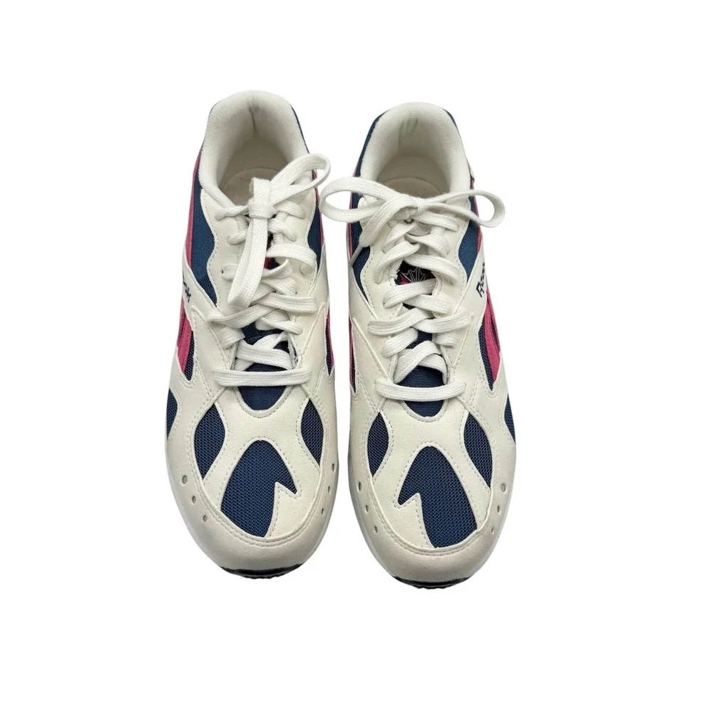Reebok Aztrek Double Trainers White Pink Navy Mens‎ Sz 8.5 Athletic Shoes